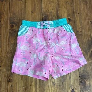 Matilda Jane size 4 enchanted garden pink flamingo swim trunks